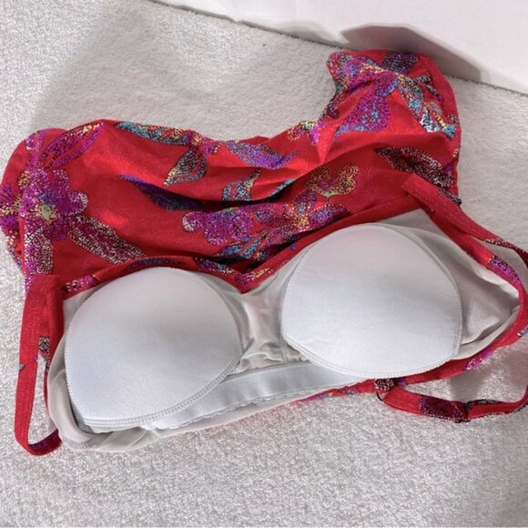 5/$25 Christina Red Floral Tankini Bikini Top Swim Top 10 - Picture 6 of 12